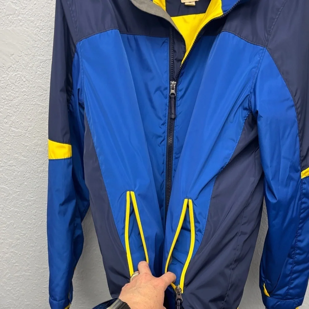 Lands' End Kids’ XL (18-24yo) Navy & Yellow Full Zip, Hooded Jacket